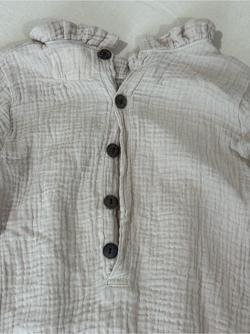 Beige Ruffle Collar One-Piece - Picture 4 of 4